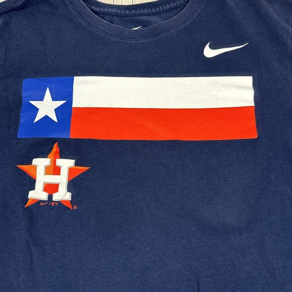 Houston Astros Shirt Nike Tee MLB Baseball Blue Short‎ Sleeve Crew Neck Astros L - Picture 4 of 9
